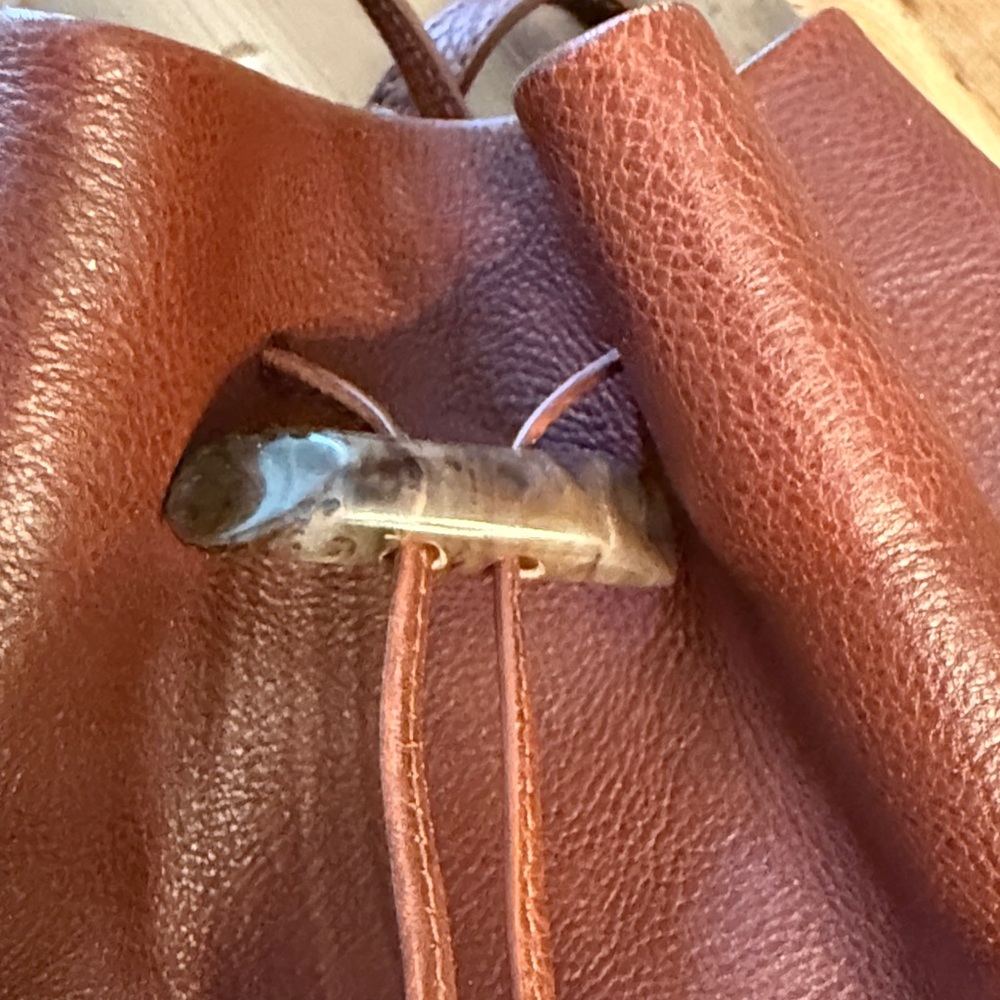 Lucky Brown Leather Drawstring Backpack - Picture 2 of 6